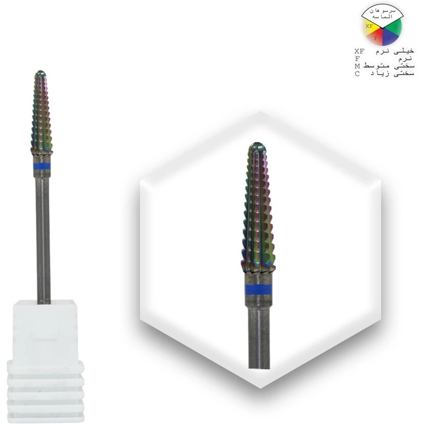 سر سوهان الماسه دورگیری کاجی (Flame Bit) - نوار آبی (سختی متوسط) بزرگ