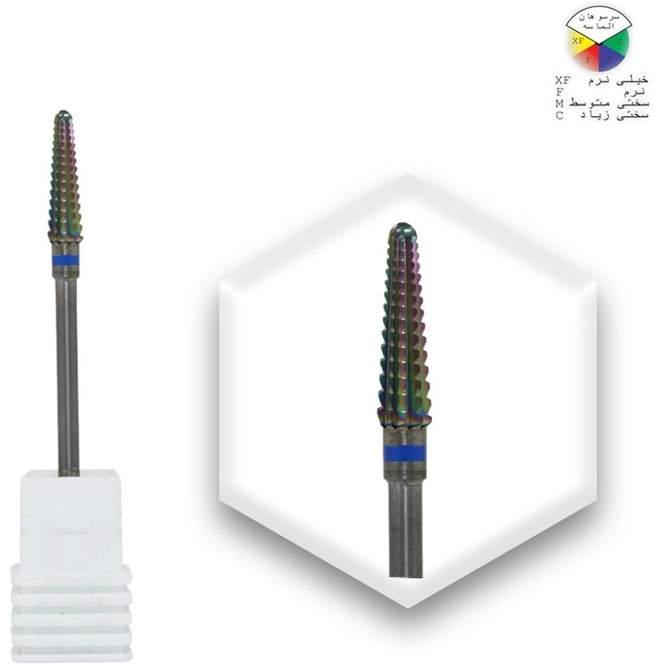 سر سوهان الماسه دورگیری کاجی (Flame Bit) - نوار آبی (سختی متوسط) بزرگ