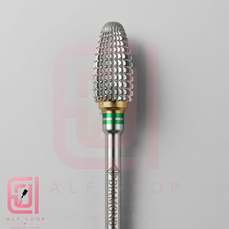 سر سوهان الماسه کاجی سرگرد برند DIAMOND (تخصصی مانیکور و کاشت) نوار سبز